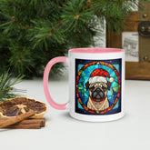 11oz Stained Glass Christmas Pug Mug 1 - Santa Paws