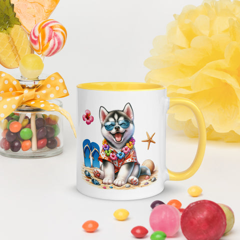 11oz Summer Vibes At The Beach - Siberian Husky 11oz Summer Vibes At The Beach - Siberian Husky