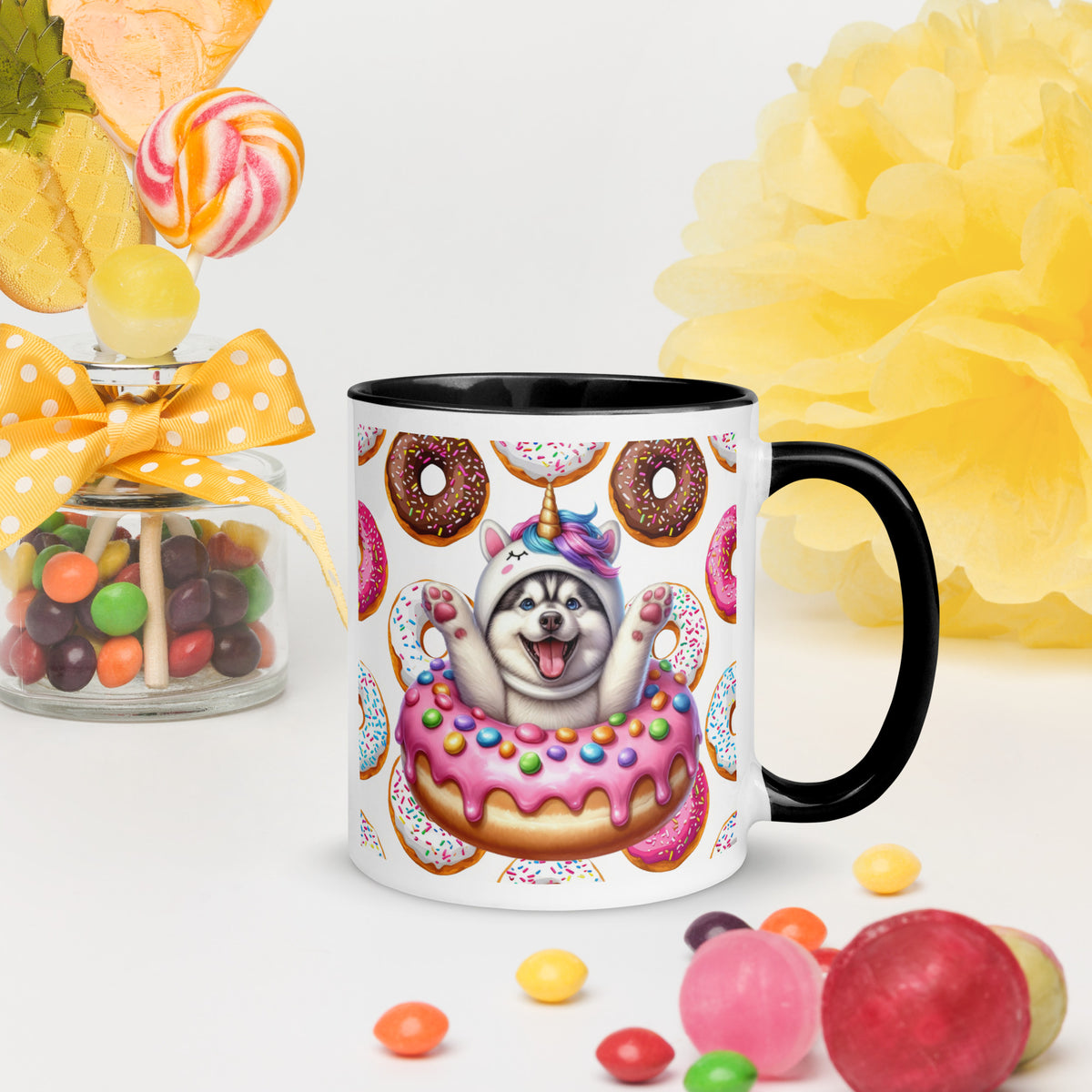 Siberian Husky Loves Donuts Mug - Life Is Short