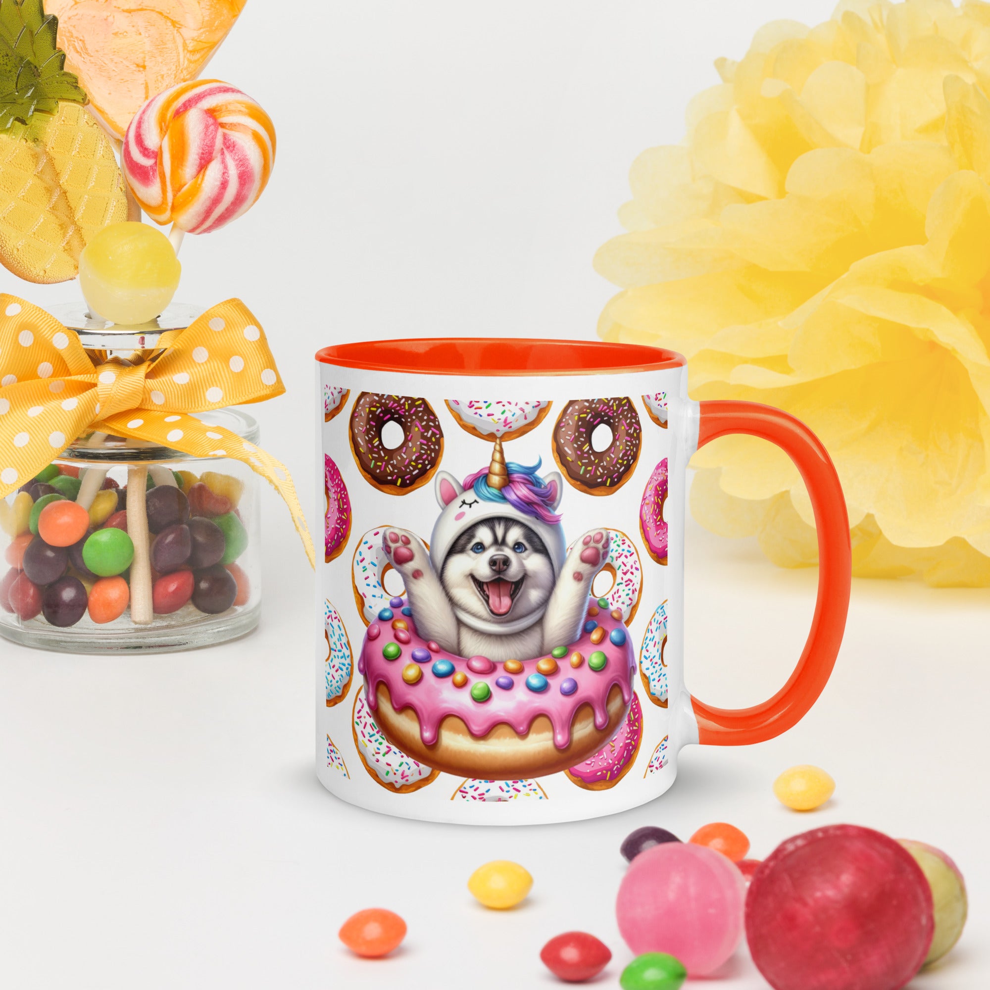 Siberian Husky Loves Donuts Mug - Life Is Short