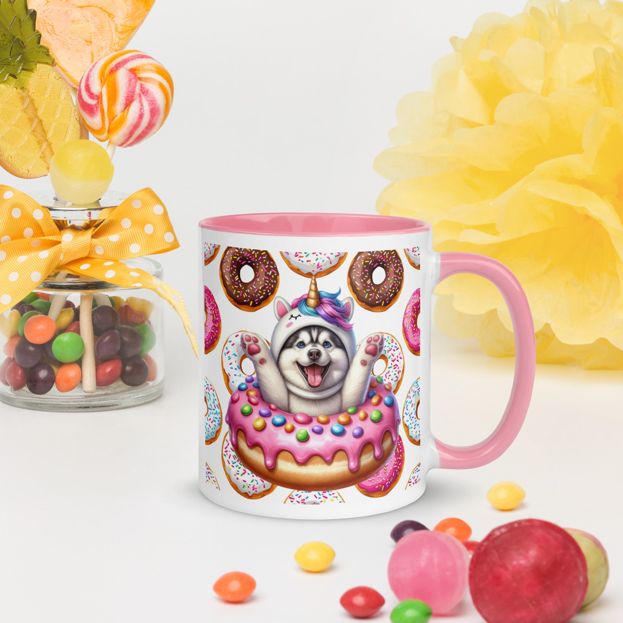 Siberian Husky Loves Donuts Mug - Life Is Short